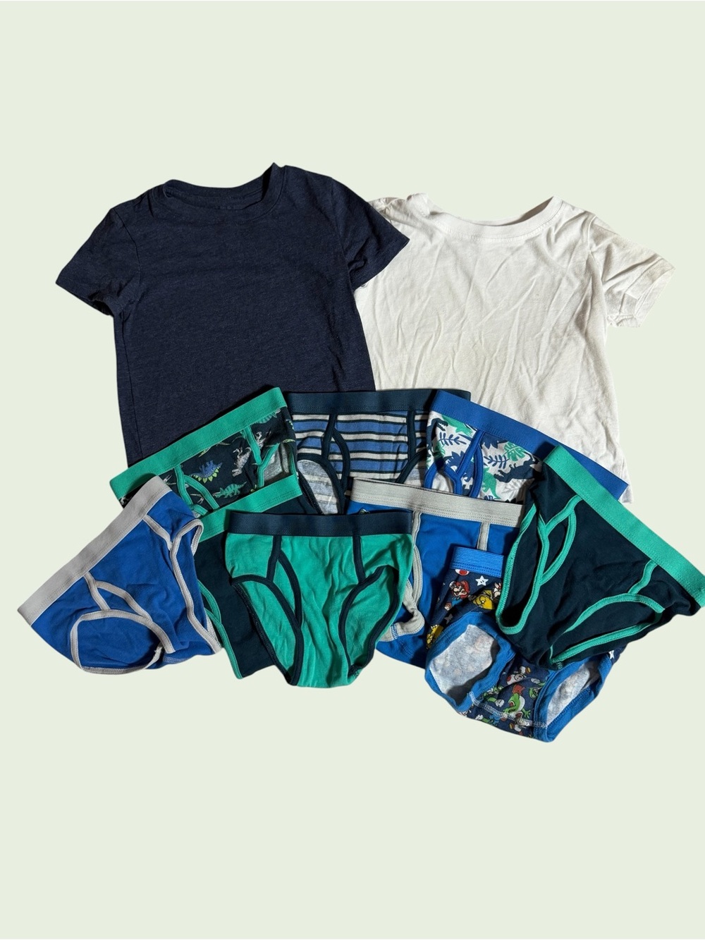 Size 4 Boys' Bundle Multi-Pack Cotton Briefs and Tees - Navy & White
